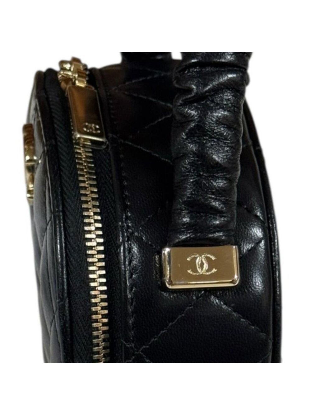 ★SOLD★ Chanel Vanity Bag Quilted Handbag Leather Black - Picture 10 of 10